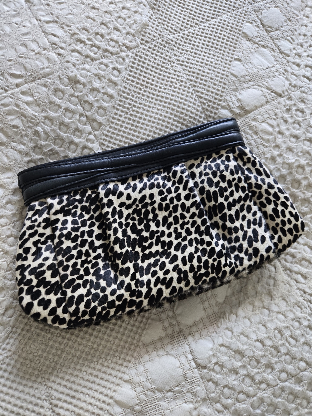 Vintage Ann Taylor Leopard Print Leather Clutch Cocktail Sophosticated Chic